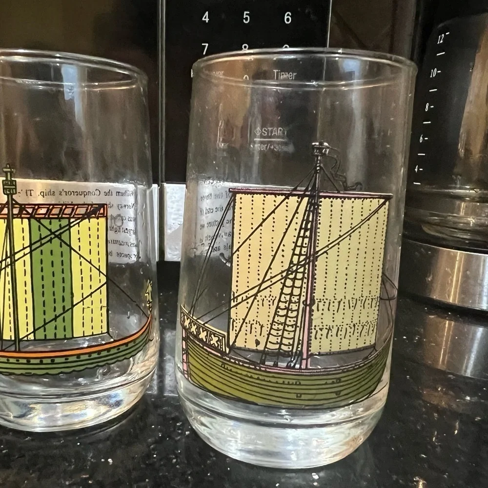 Vintage 1970s Brockway Historic Sailing Ship Collection Drinking Glasses